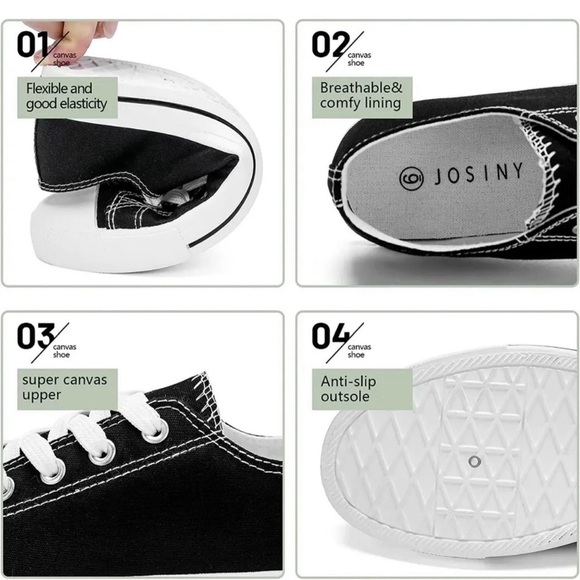 NWT Black and White Canvas Sneakers with Rubber Toe Cap - Picture 3 of 5